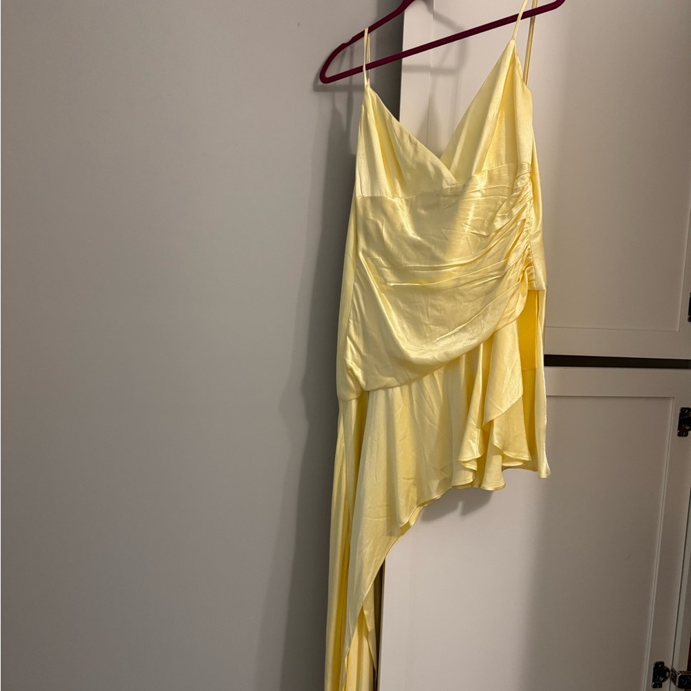 Bardot Asymmetrical Yellow Dress